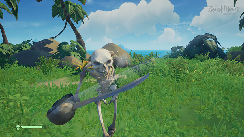Fighting a Skeleton in Sea of Thieves