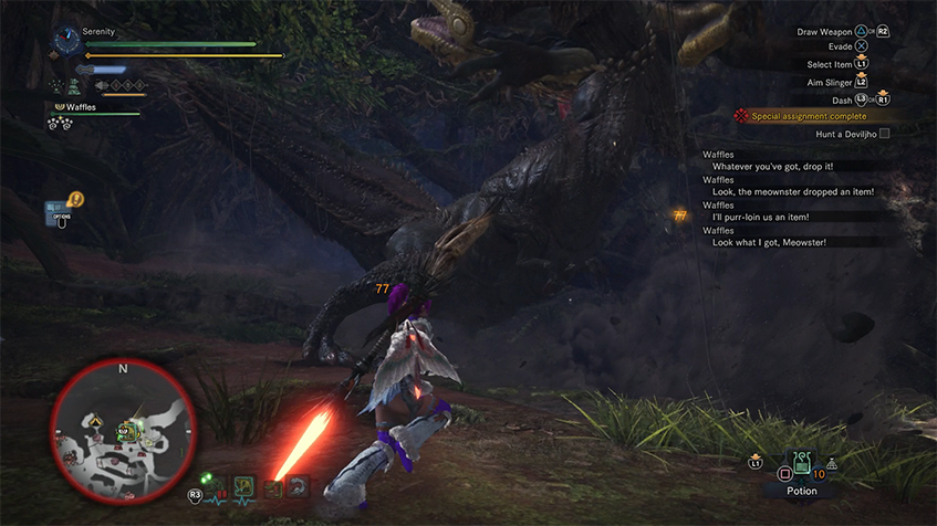 monster, hunter, world, attack, deviljho, great, jagras, ancient, forest, insect, glaive