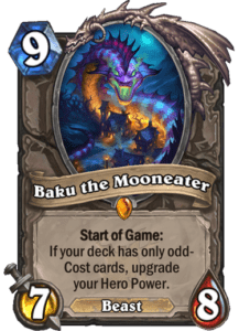 Baku the Mooneater new hearthstone witchwood card that uses only odd-cost cards and is a beast