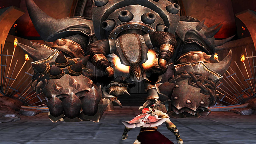 Pandora's Guardian getting beaten by Kratos in God of War II