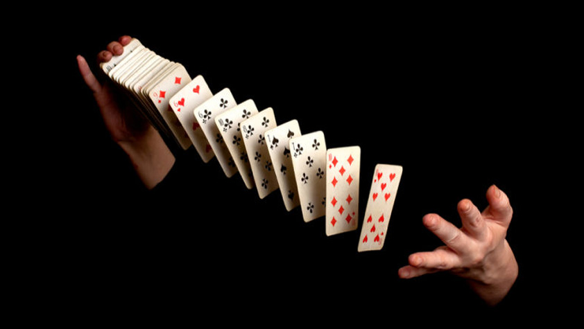 hands magically shuffling a deck