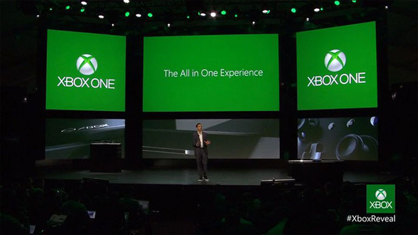 the reveal of the xbox one on stage