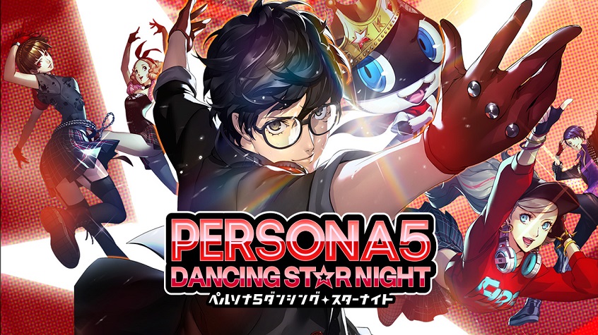 Hero in the center with Morgana, Makoto, Ann, Yusuke and Haru in the bright red background all from Persona 5