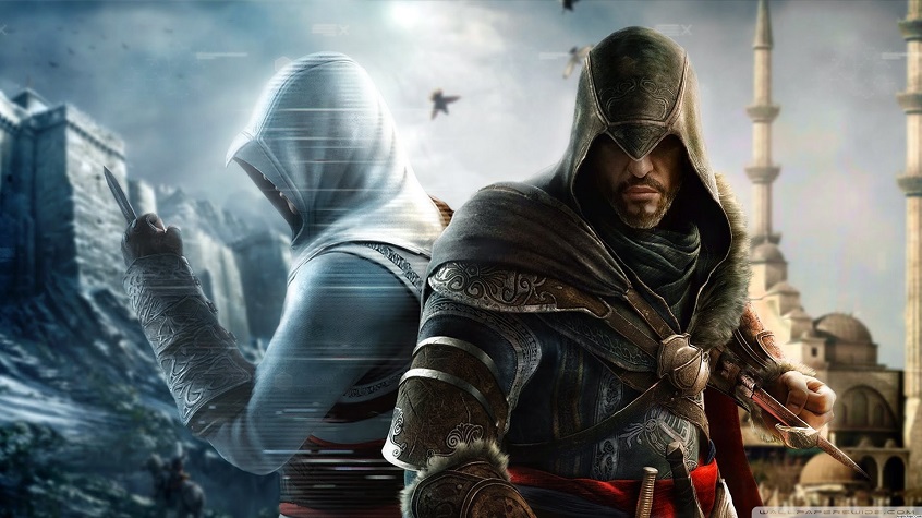 Ezio and Altair are back to back reverberating through time.