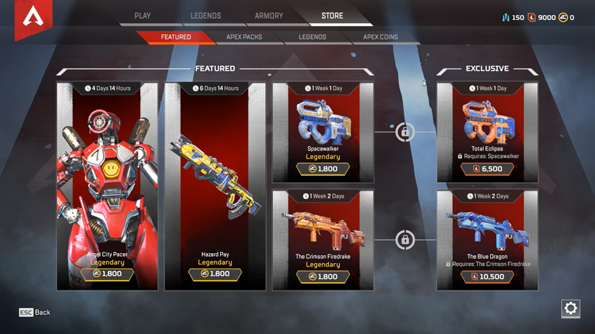 Apex Legend's shop rotates weekly, with exclusive items. 