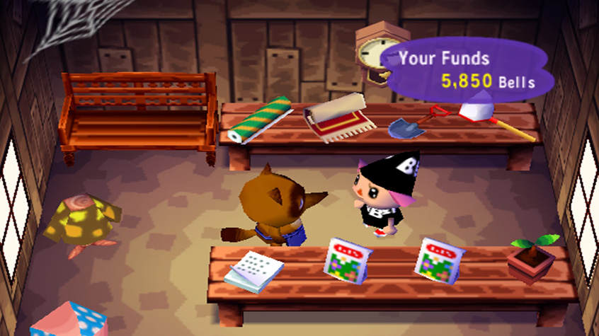 Tom Nook speaks to the player at Nook's Cranny