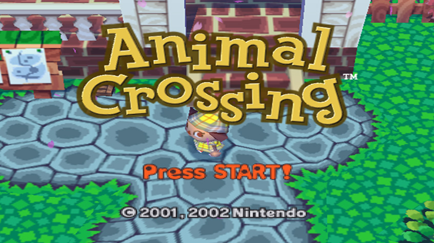 Animal Crossing start screen from the GameCube