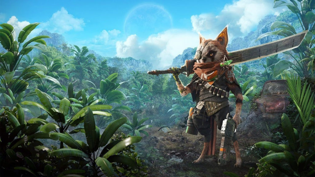 Main character from Biomutant getting ready for action