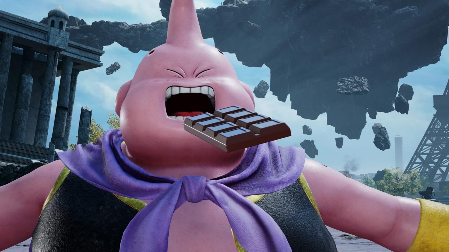 Majin Buu from the Dragon Ball Z series appearing as DLC in Jump Force