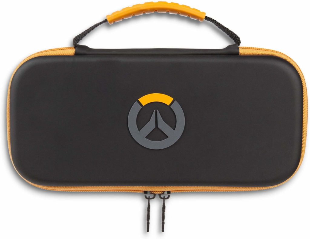 A carrying case for the Switch with the Overwatch logo