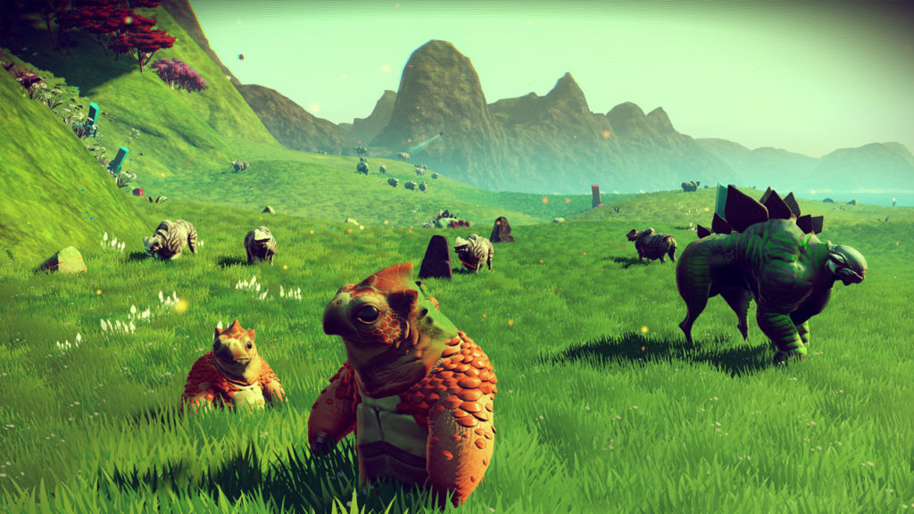 Creatures roaming the planet in No Man's Sky