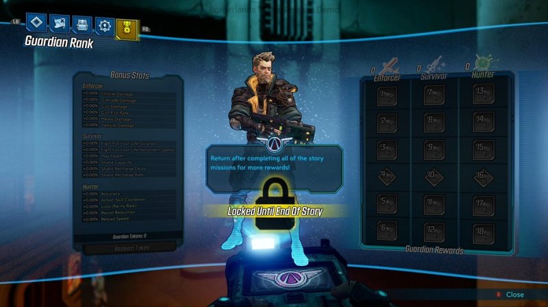 Zane's guardian rank menu