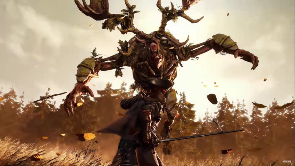 Character facing an enemy in the upcoming action-RPG, GreedFall