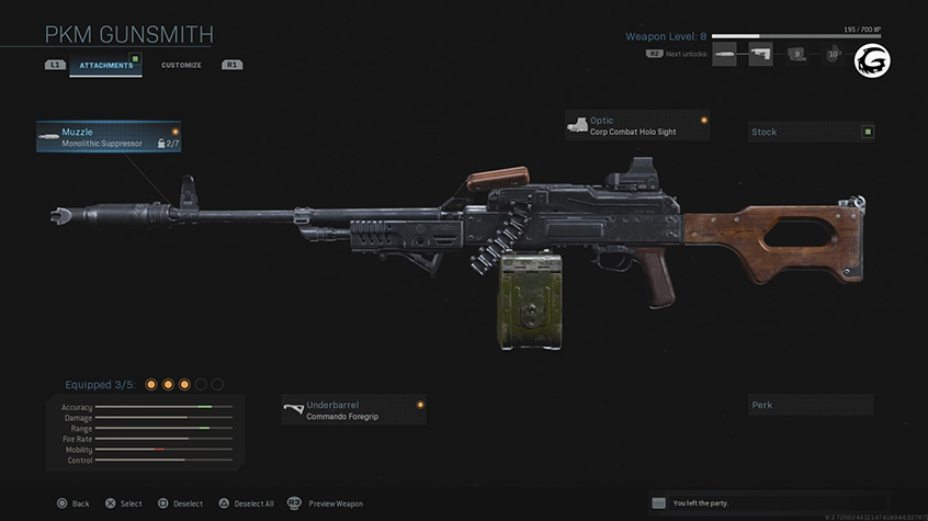 Gunsmith for the PKM in Modern Warfare