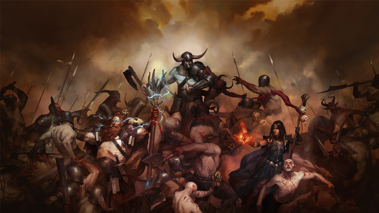 Barbarians and Demons from Diablo IV