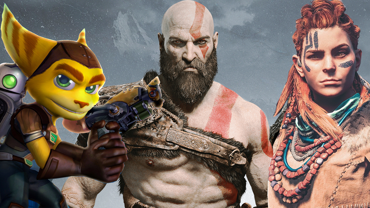 playstation kratos, aloy, and ratchet