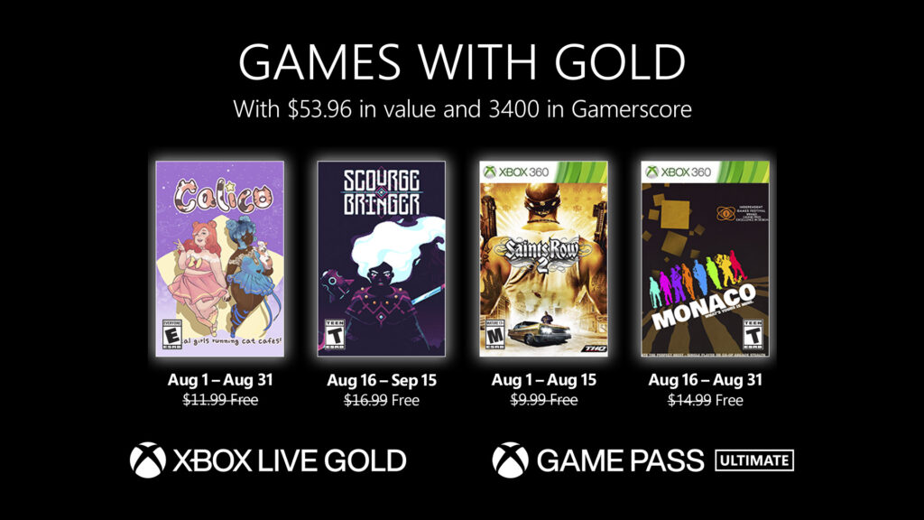 Xbox Live Gold August 2022